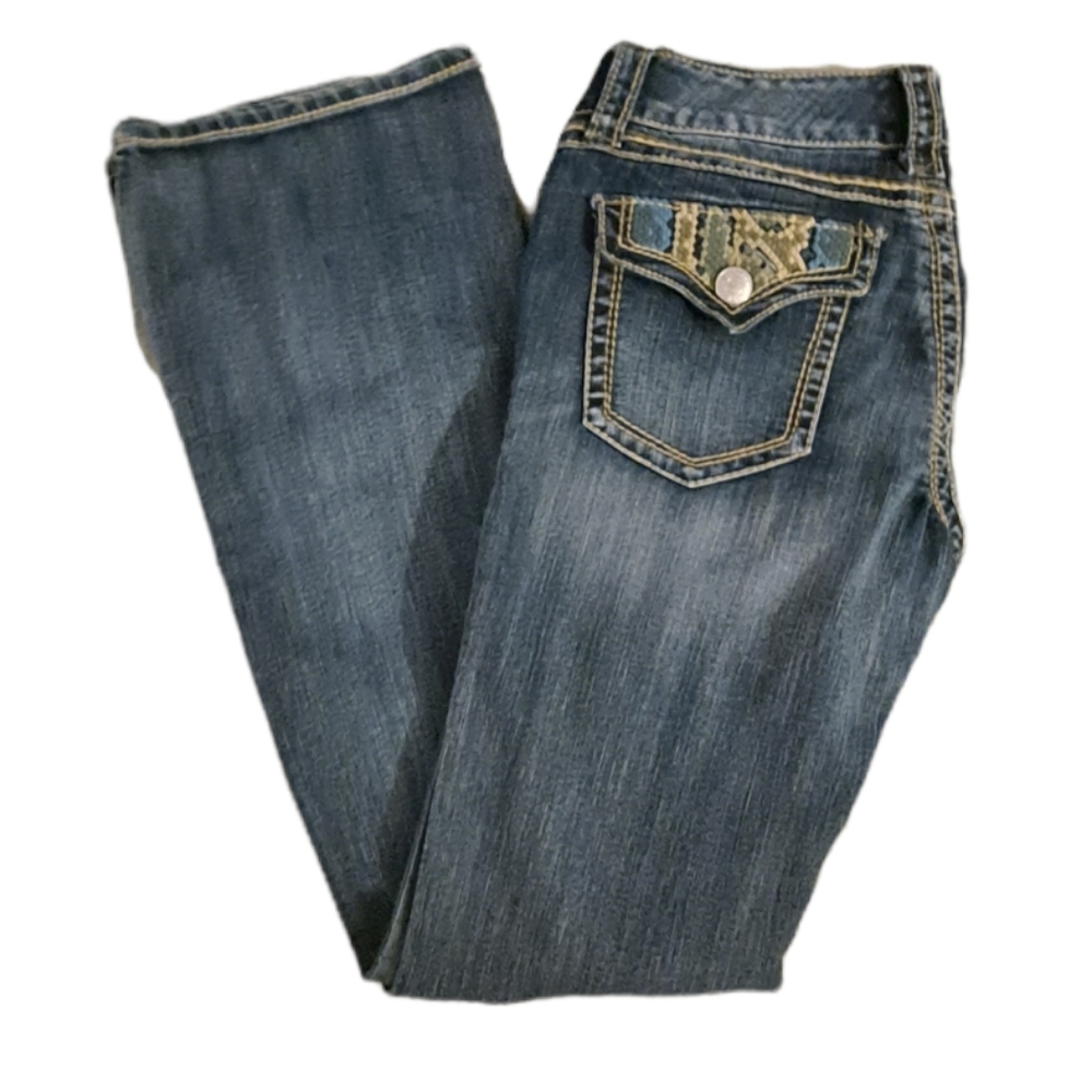 🟦🟩 Seven7 Jeans w/ Embroidered Pockets w/ Blue/TealDesign - 28